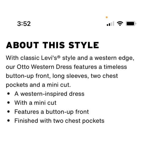 Levis Denim Otto Western Dress Button-snap Up Front Long Sleeve Mini Cut Small - Picture 3 of 14